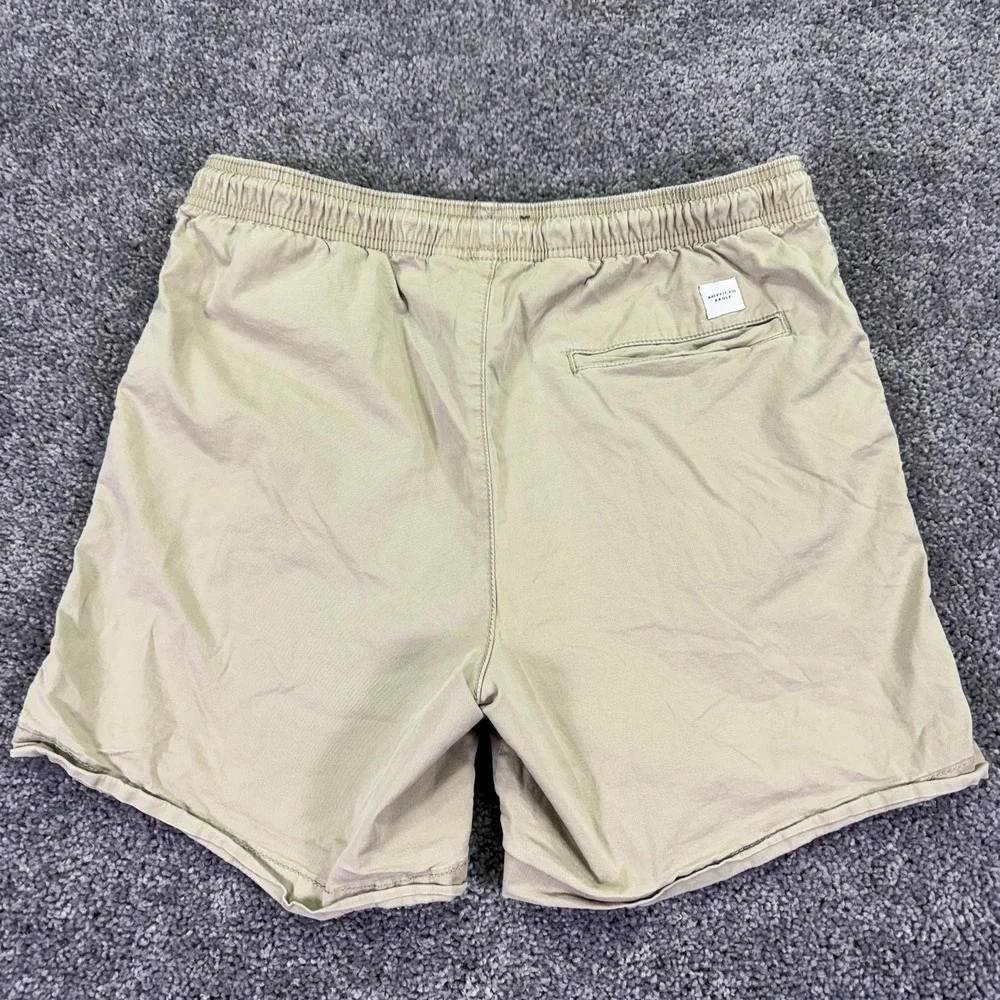 American Eagle Shorts Mens Medium Beige Chino Flex Drawstring Summer Pockets